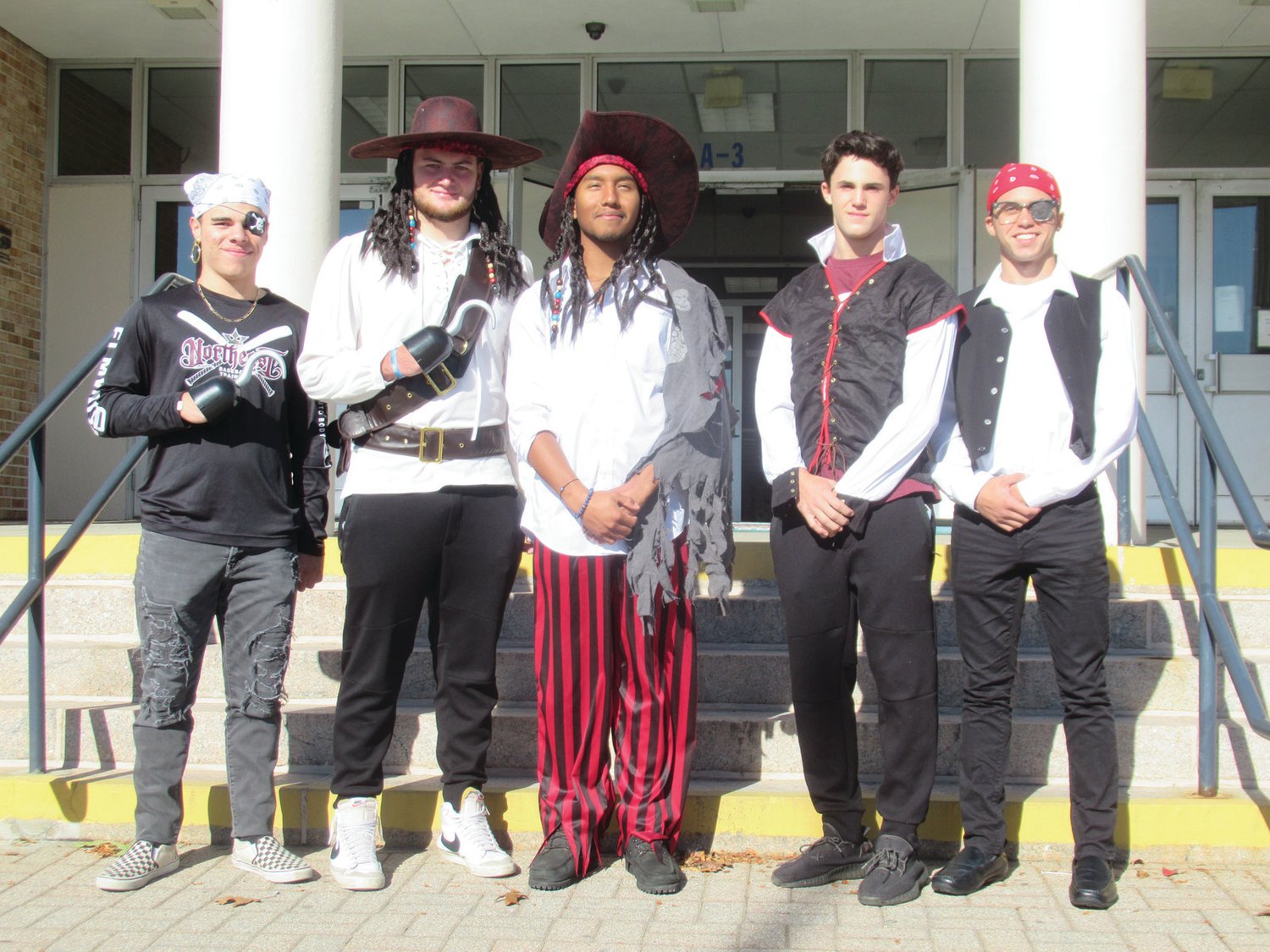 PANTHER PIRATES: The 2021 Homecoming King will be selected by a secret ballot. From left: Joe Vento, Ryan Schino, Jose Gonzalez, Joey Acciardo and Carlos Monteiro.